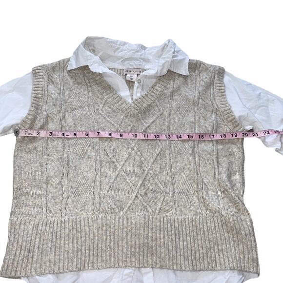 SINCERELY JULES Cable Knit Layered Blouse Sweater Vest Size M - Picture 4 of 8